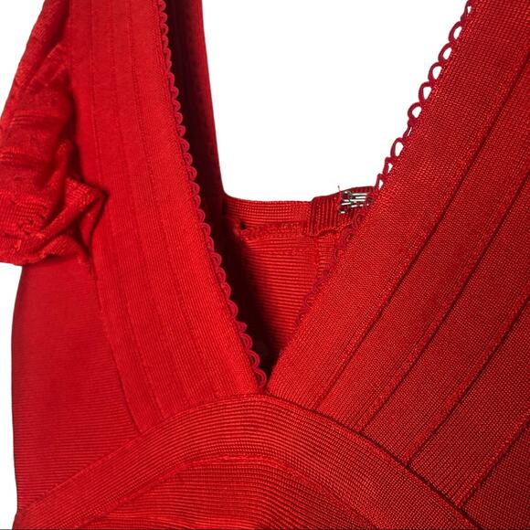 Unbranded Womens Dress Size S Red Bandage Bodycon Short Sleeve Fitted Sexy - Picture 8 of 12